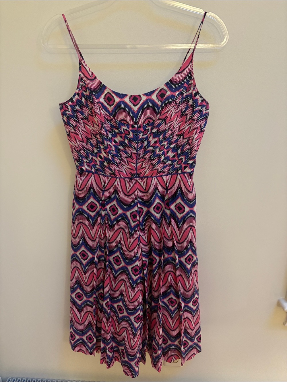 Tory Burch Pink and Purple Geometric Print Midi Dress